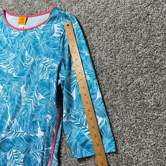 Ruby Rd. Tropical Leaf Print Tunic Womens XL White Blue 3/4 Sleeve - Picture 5 of 8